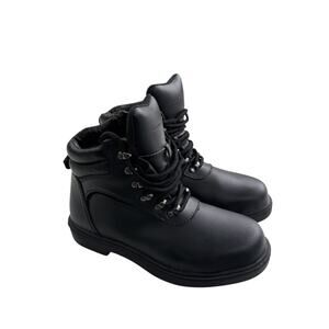 Genuine Grip Slip Oil Steel Toe Work Boot black Leather Womens 7 / Mens Sz 5.5